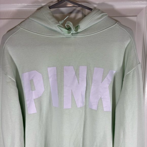 Pink Victoria Secret Hoodie Women’s M 170/96A Light Mint Green 60% Cotton Pocket - Picture 3 of 7